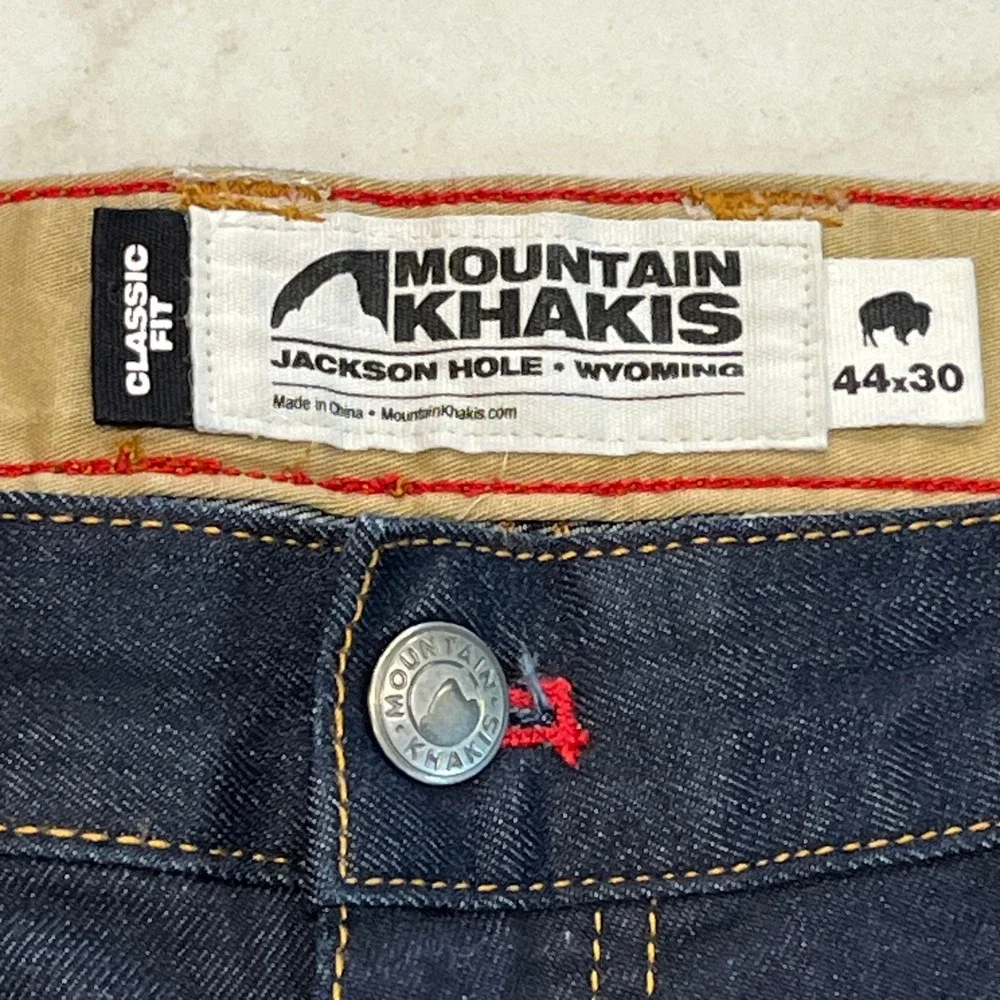Mountain Khakis 307 Jeans Classic Fit Mens 44x28 Dark‎ Wash Cotton Outdoor Denim